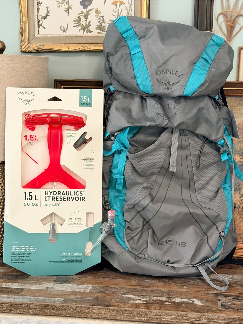 Osprey Backpack Moonglade 48 NWT + 1.5L HydraPak Women Hike Camp Bundle NEW